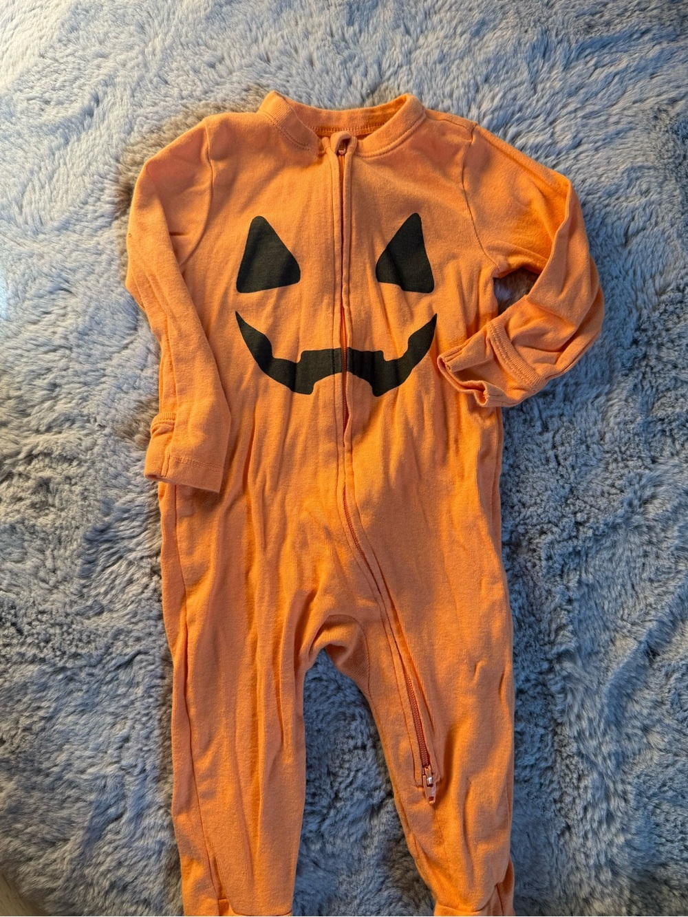 Old Navy Orange Jack-O'-Lantern Zip One-Piece Footie